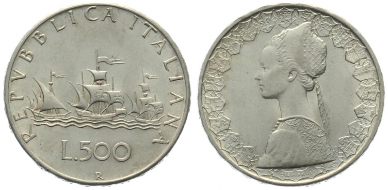 Italien 500 Lire 1966 - Schiffe des Columbus